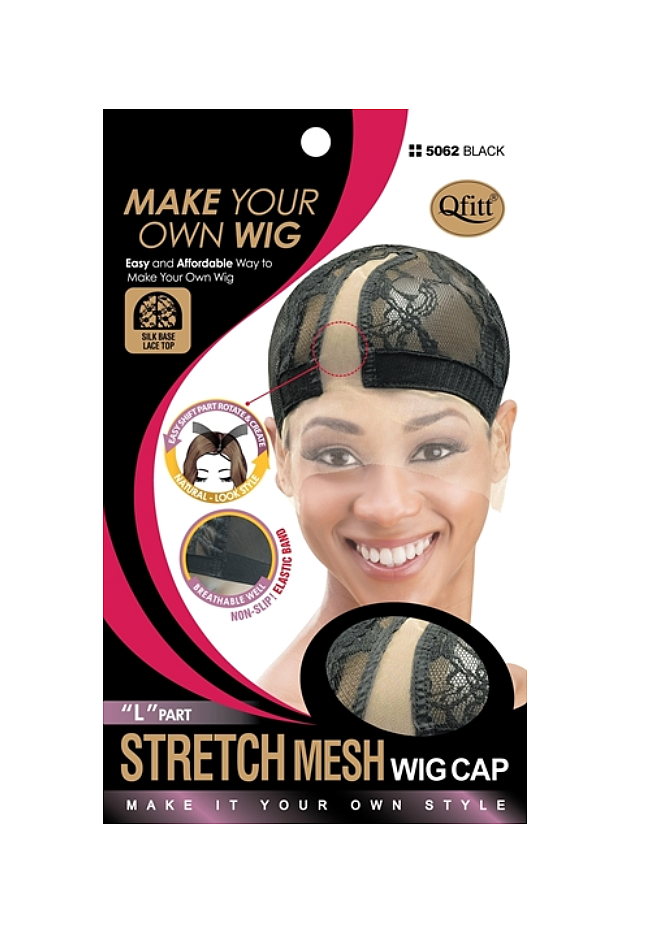 Qfitt STRETCH MESH WIG CAP Black (5062) 1pcs