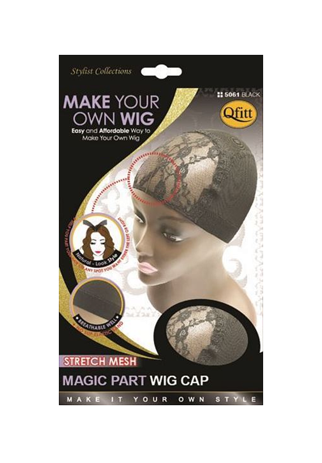 Qfitt Stretch Mesh Magic Part Wig Cap Black (5061) 1pcs