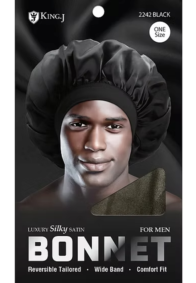 Luxury Silky Satin Bonnet Black (2242) 1pcs