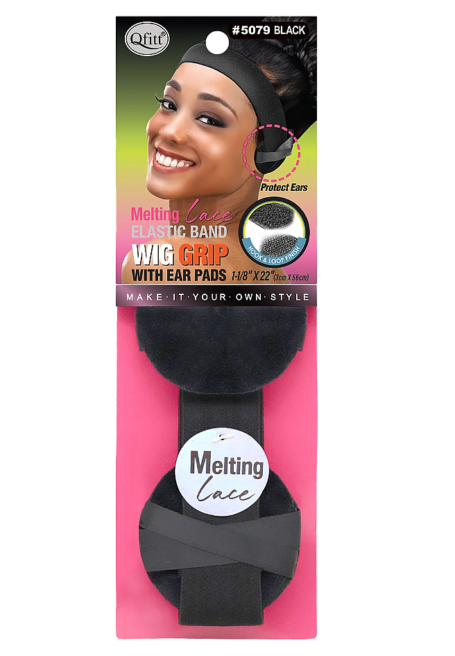 Melting Elastic Wig Grip With Ear Pad 1-1/8in Black (5079) 1pcs