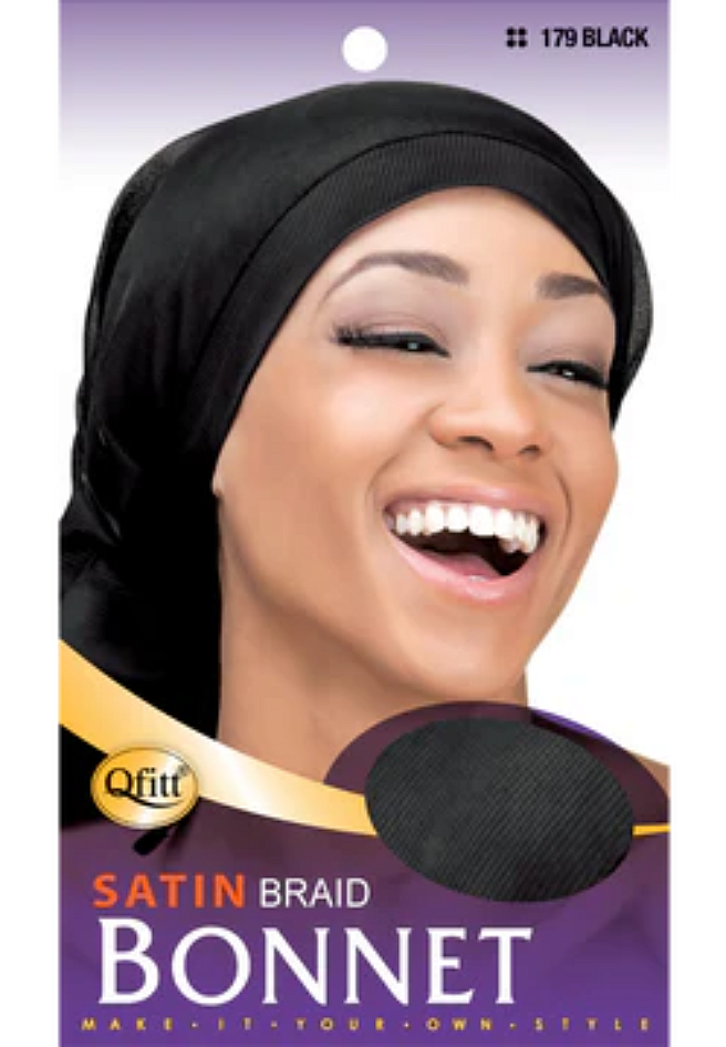 Satin Braid Bonnet Black (179) 1pcs