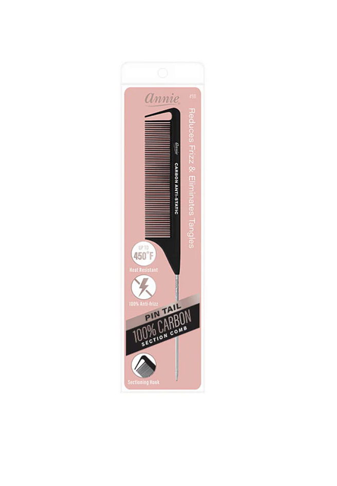 Annie Carbon Fiber Pin Tail Comb (98) 1pcs