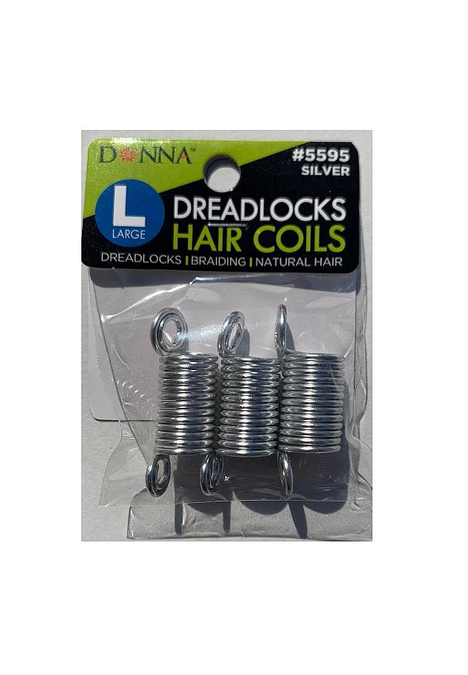 Donna Dread Locks Hair Coils Large Silver (5595) 3pcs