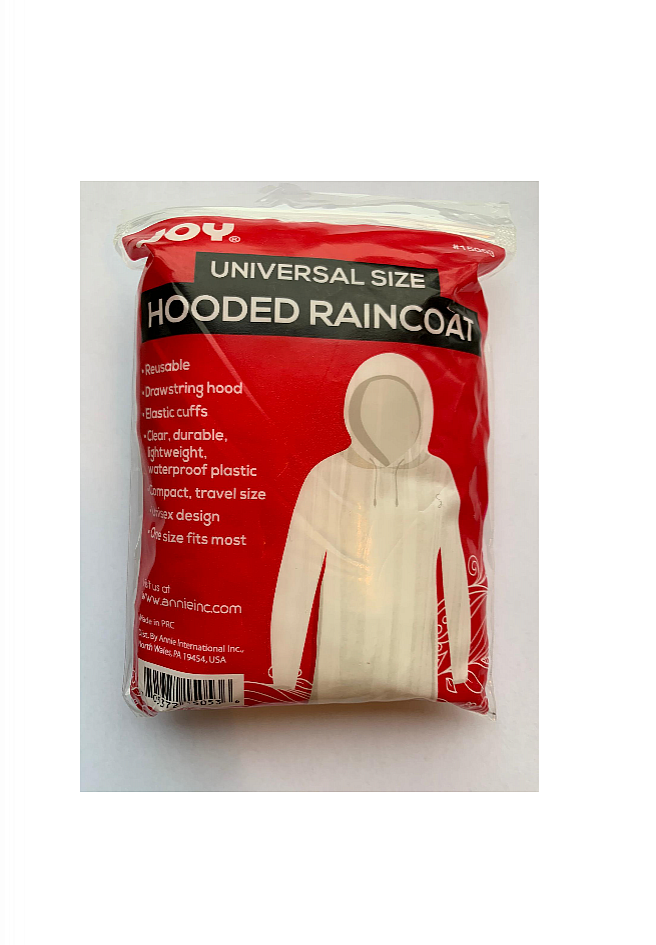 Joy Universal Size Drawstring Hood Rain Coat (15053) 1pcs