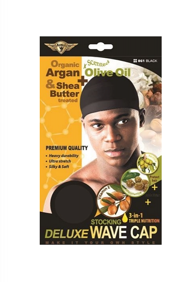 King.J DELUXE WAVE CAP Black (861) 1pcs