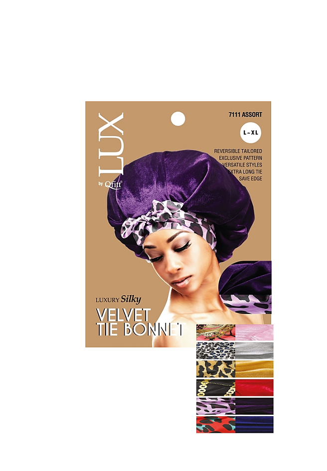 Qfitt SILKY VELVET TIE BONNET Assort (7111) 1pcs