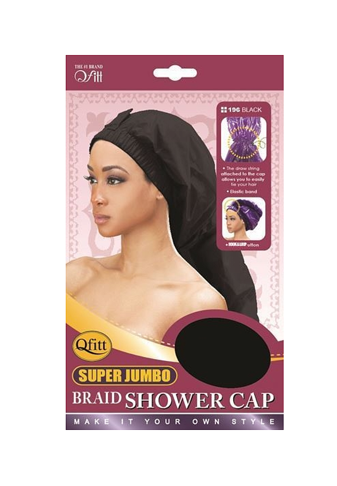Qfitt SUPER JUMBO BRAID SHOWER CAP Black (196) 1pcs